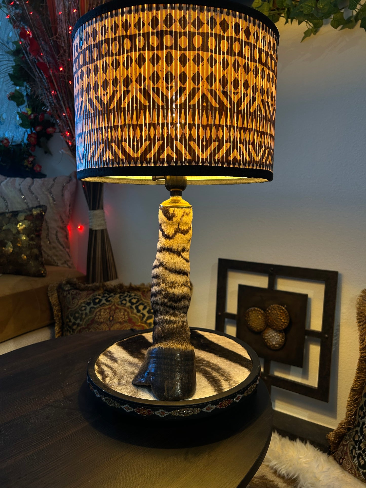 Genuine Burchell's Zebra Hoof Leg Lamp - Vintage-Style Taxidermy