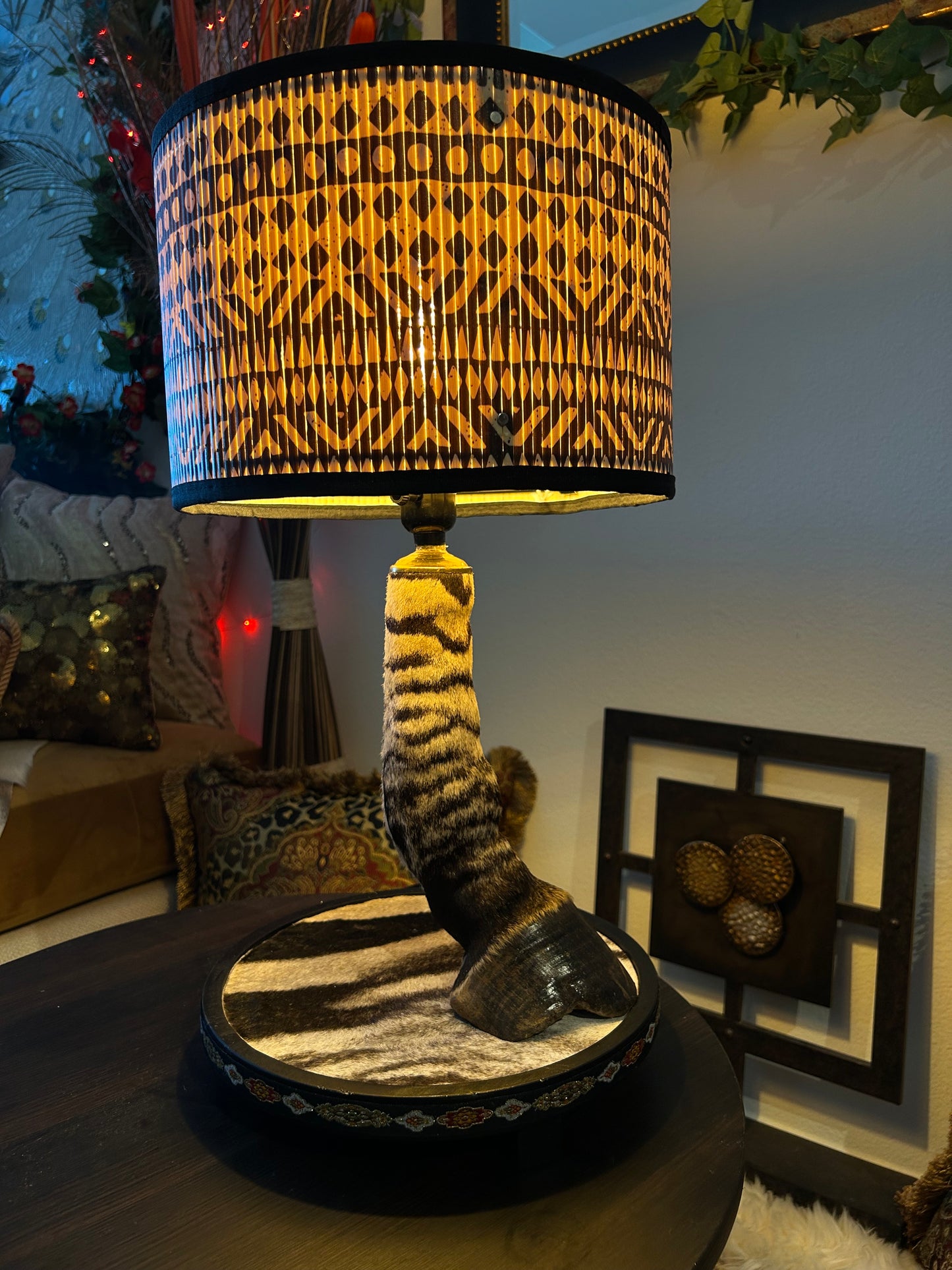 Genuine Burchell's Zebra Hoof Leg Lamp - Vintage-Style Taxidermy